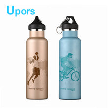 Load image into Gallery viewer, UPORS 600ML Double Wall Vacuum Termos Flasks 304 Stainless Steel Water Bottle With Handle Outdoor Bicycle Camping Sport Bottle